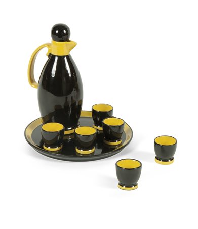 ROMETTI Servizio in ceramica composto da versatoio, sei bicchierini, vassoio....