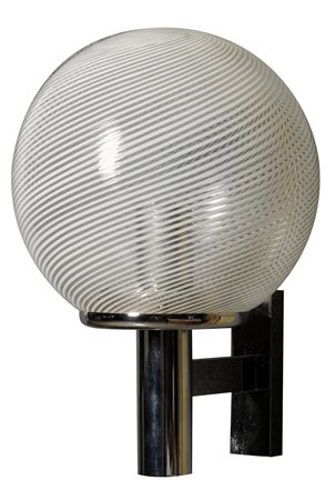 APPLIQUES Coppia di applique con sfere in vetro di murano a reticello con...