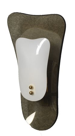 CRISTAL ART Coppia di appliques in vetro curvato fumé con diffusore in vetro...