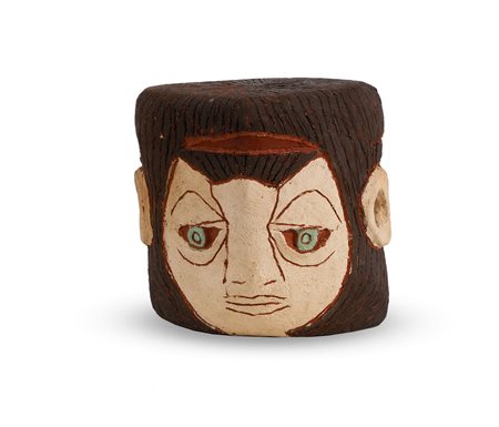 GIANI MARIO IN ARTE CLIZIA Testa in terracotta formata a mano con decorazione...