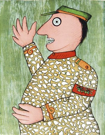 BAJ ENRICO Milano 1924 - Varese 2003 Generale litografia es. XX/XXV Misure:...