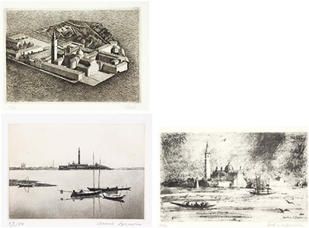 AUTORI VARI Soggetti Vari lotto di sei acqueforti es. 39/70 Misure: 50x35...