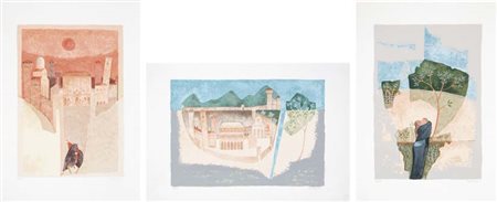 BORGHI LEO Montagnana 1937 Soggetti Vari lotto di tre litografie Misure:...