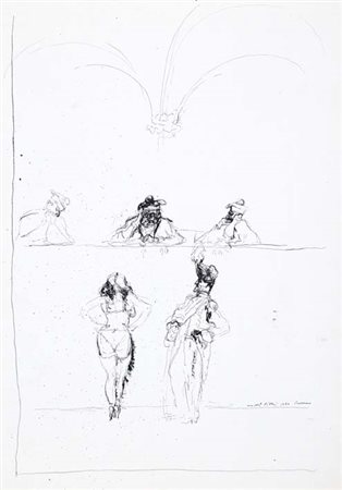 PIACESI WALTER Ascoli Piceno 1929 Figure 1974 disegno a china su carta...