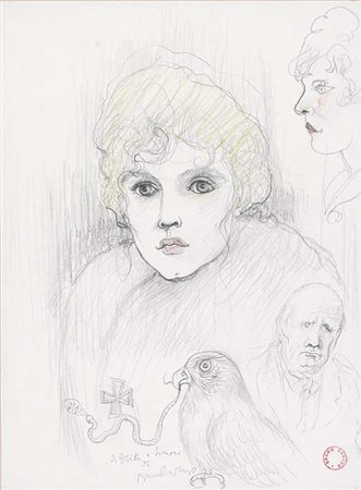 CARUSO BRUNO Palermo 1927 Figure disegno a matita e pastelli su carta Misure:...