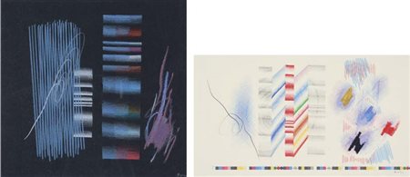 FINZI ENNIO Venezia 1931 Senza Titolo lotto di due disegni a pastelli su...