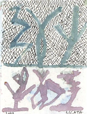 LICATA RICCARDO Torino 1929 Senza Titolo 2000 tempera e china su carta a mano...