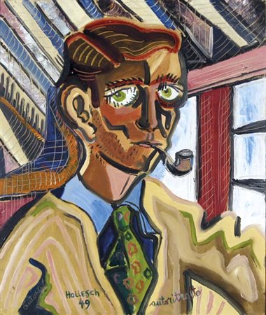 HOLLESCH CARLO Pola 1926 - Venezia 1977 Autoritratto 1949 olio su tela...