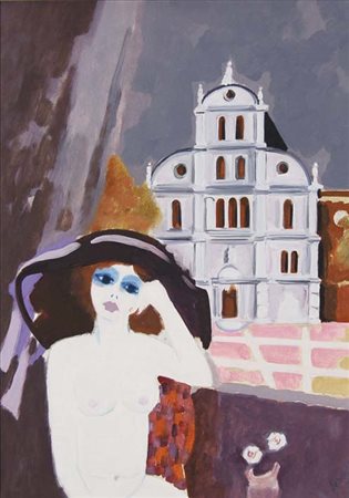 BORSATO RENATO Venezia 1927 Attesa olio su tela Misure: 70x50 firma in basso...