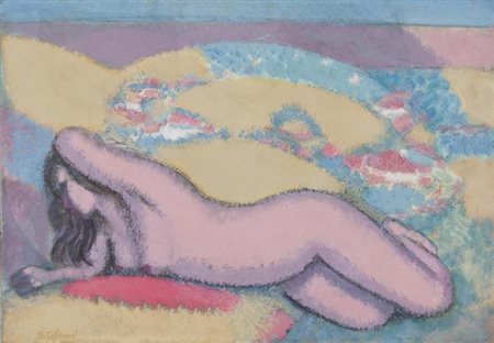 STEFANI OTTORINO Volpago (Tv) 1928 Nudo Nel Paesaggio 1986 tecnica mista su...