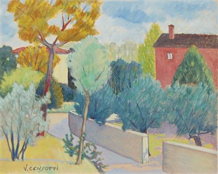 CENSOTTI VINCENZO Foiano della Chiana 1913 - Treviso 2005 Paesaggio olio su...
