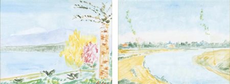 SEIBEZZI FIORAVANTE Venezia 1906 - 1975 Paesaggi lotto di due olii su cartone...