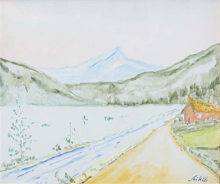 SEIBEZZI FIORAVANTE Venezia 1906 - 1975 Paesaggio Montano olio su tela...