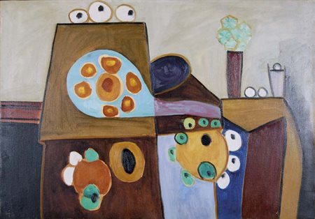 BERGOLLI ALDO Legnano 1916 - Milano 1972 Composizione 1950 olio su tela...