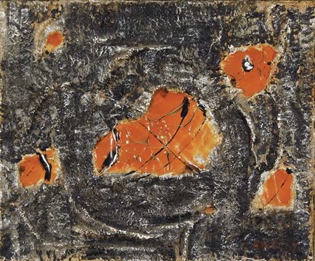 RACCAGNI ANDREA Imola 1921 - 2005 Senza Titolo 1957 pittura polimaterica su...