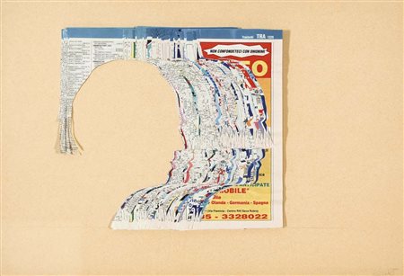 CEROLI MARIO Castelfrentano 1938 Profilo (Negativo) collage di giornali su...