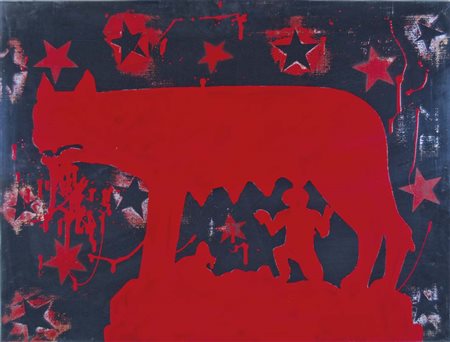 ANGELI FRANCO Roma 1935 -1988 La Lupa Romana 1973 smalti su tela Misure:...