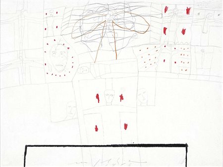 PALADINO MIMMO Paduli (Bn) 1948 Senza Titolo 1996 tecnica mista su carta...