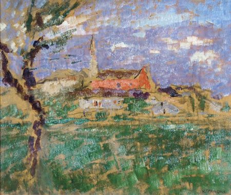 SPRINGOLO NINO Treviso 1886 - 1975 La Chiesa Di Onè Di Fonte 1920/22 olio su...