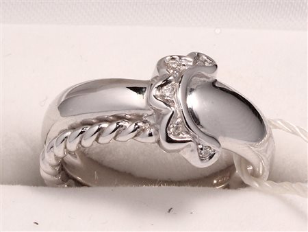 GIOIELLO ANELLO ORO BIANCO E DIAMANTI Anello in oro bianco 18kt con diamanti...