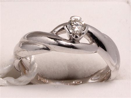 GIOIELLO ANELLO ORO E DIAMANTI Anello in oro bianco 18 kt con diamanti Taglio...