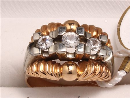 GIOIELLO ANELLO ORO BIANCO E ORO GIALLO CON DIAMANTI Anello in oro giallo e...