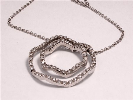 GIOIELLO COLLANA ORO BIANCO E DIAMANTI Collana in oro bianco 18 kt con...