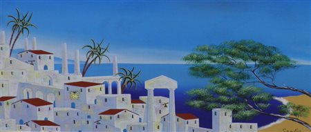 DA NORCIA PAOLO 1953 MEDITERRANEO, 2000 OLIO SU TELA cm 60 x 140 Firma in...