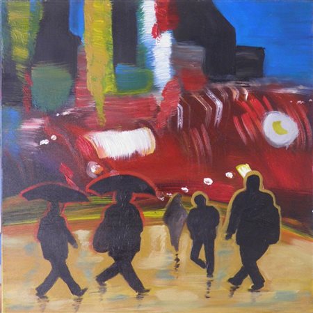 MASSERA SYLVIA CITY OLIO SU TELA cm 50 x 50 Firma sul bordo in basso Titolo,...