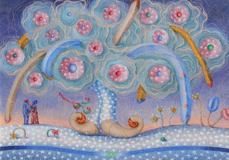 Dante CUCURNIA Carrara 1957 Sotto l’albero dell’Ibis tecnica mista su...