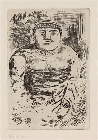 Carlo CARRÀ Quargnento 1881 - Milano 1966 L’idolo, 1922 acquaforte etching cm...
