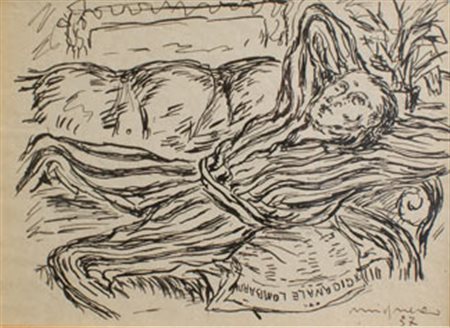 Giuseppe MIGNECO Messina 1908 - Milano 1997 La noia, 1937 china su carta ink...