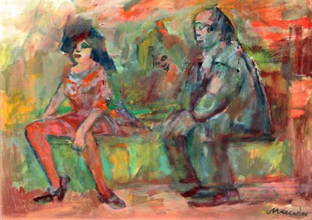 Mino MACCARI Siena 1898 - Roma 1989 L’approccio, 1970 olio su tela oil on...