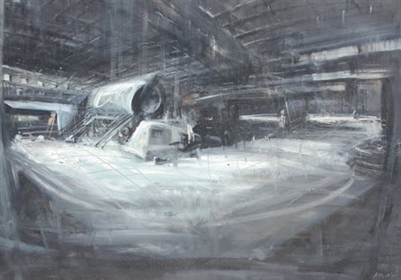 Alessandro PAPETTI Milano 1958 Interno di fabbrica, 1990 olio su tela oil on...