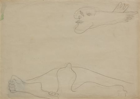 Osvaldo LICINI Monte Vidon Corrado 1894-1958 Angelo ribelle grafite su carta...