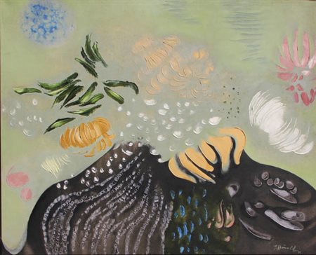 Jacques HEROLD 1910-1987 La nuit est liquide, 1972 olio su tela oil on canvas...