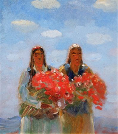 Nikolaj KARAHAN Nagarno-Karabah 1900-1970 La raccolta dei fiori, 1938 olio su...