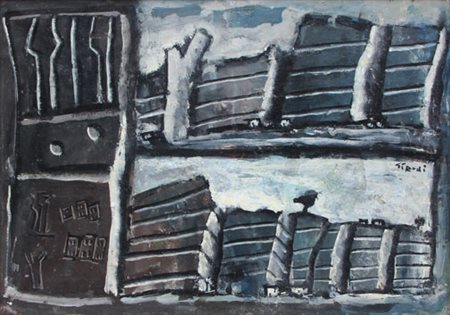 Mario SIRONI Tempio Pausiana 1885 - Milano 1961 Composizione, 1957 olio su...