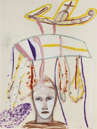 Mimmo PALADINO Paduli 1948 Jesse Norman II, 1991 tecnica mista su carta mixed...