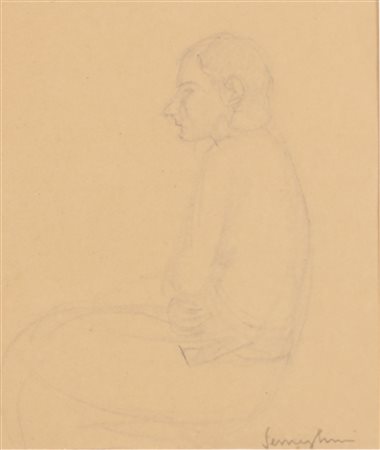 SEMEGHINI PIO (1878 - 1964) Busto di donna. 1927. Matita su carta. Cm 15,00 x...