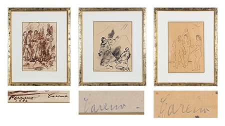CARENA FELICE (1879 - 1966) Lotto composto n. 3 opere. Senza titolo. Tecnica...