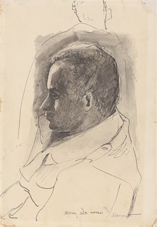 LONGARETTI TRENTO (n. 1916) L'uomo che pensa. Tecnica mista su carta...