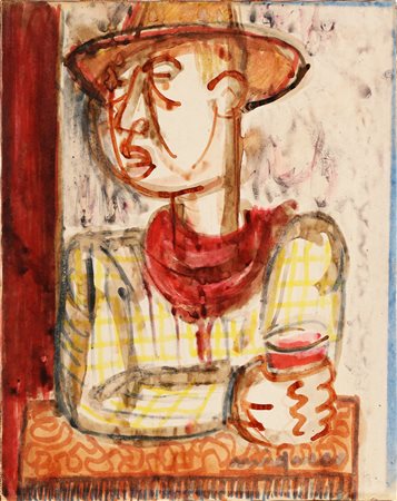 MIGNECO GIUSEPPE (1908 - 1997) Senza titolo. . Olio su carta su tela. Cm...