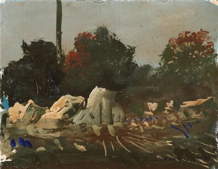 ANNIGONI PIETRO (1910 - 1988) Senza titolo. Tecnica mista su cartone. Cm...