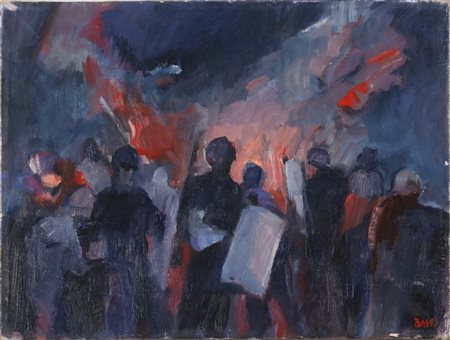 BASSI RENZO (1903 - 1978) Senza titolo. 1978. Olio su tela . Cm 40,00 x...