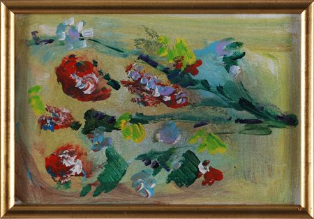 TRECCANI ERNESTO (1920 - 2009) Fiori. . Olio su tela . Cm 30,00 x 20,00....