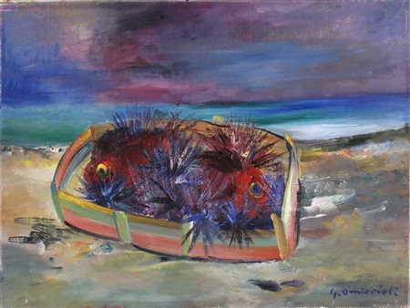 OMICCIOLI GIOVANNI (1901 - 1975) Senza titolo. Olio su tela . Cm 40,00 x...