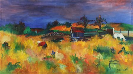 OMICCIOLI GIOVANNI (1901 - 1975) Campo di grano. Olio su tela . Cm 70,00 x...