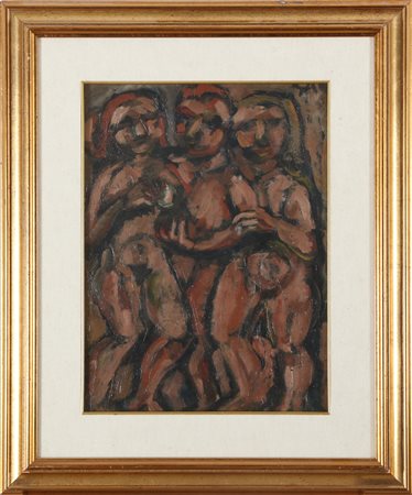 GAULI PIERO (n. 1916) Senza titolo. 1948. Olio su tavola. Cm 30,00 x 40,00....