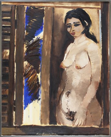 BARBARO SAVERIO (n. 1924) Gitana e finestra. 1974. Olio su tela . Cm 81,00 x...